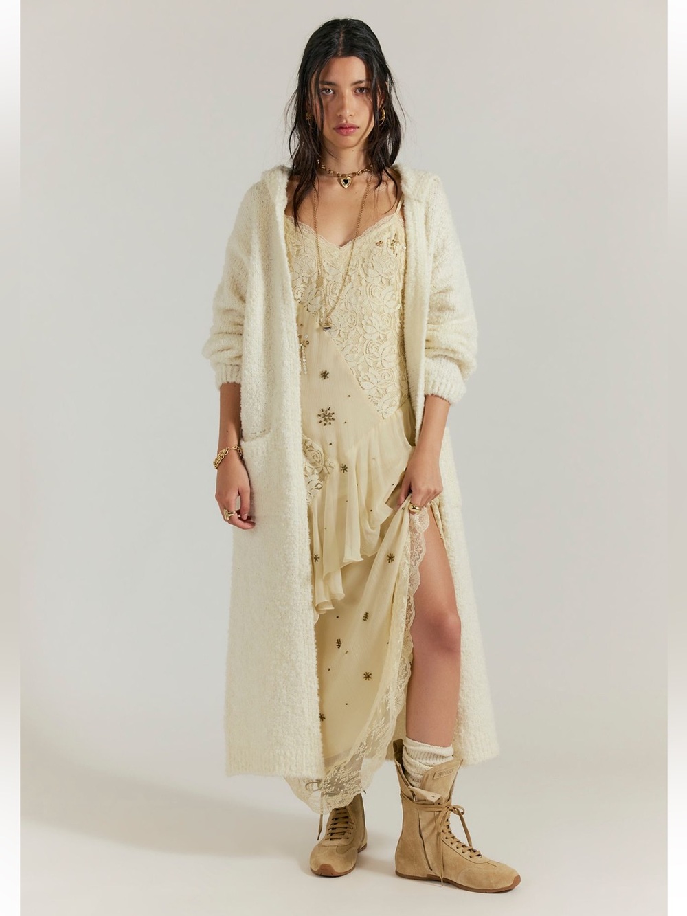 NWT FREE PEOPLE OBI BOUCLE LONG CARDI